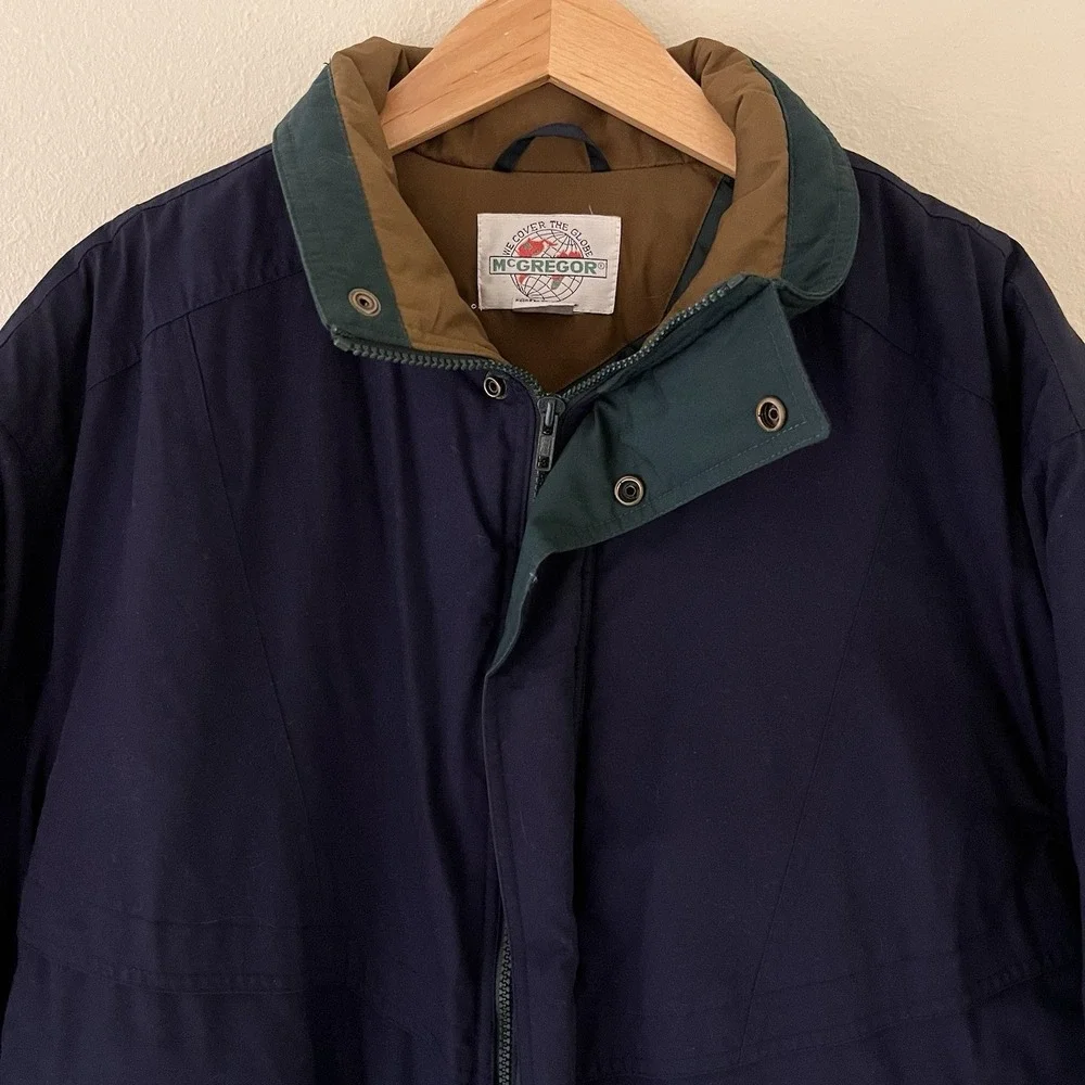 McGregor Mens Bomber Coat Size 2X Vintage Canvas Workwear Zip Lined Padded Blue